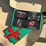 Подарунковий бокс шкарпеток чоловічих довгих демісезонних кумедних модних 40-45 4 пари в красивій коробці Br BAR, фото 7