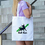 Шопер білий повсякденний стильний тканинний з модним принтом криптовалюта Bull Run 38х42 см для покупок Br BAR, фото 2