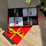 Подарунковий бокс шкарпеток чоловічих довгих креативних весна осінь із крутим написом 40-45 4 пари для Br BAR, фото 5