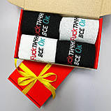 Подарунковий бокс шкарпеток чоловічих довгих креативних весна осінь із крутим написом 40-45 4 пари для Br BAR, фото 7