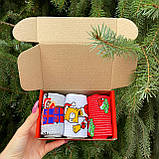 Подарунковий набір чоловічих Новорічних шкарпеток 40-45 на 4 пари в коробці Br BAR, фото 7