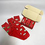 Подарунковий набір чоловічих Новорічних червоних шкарпеток 40-45 на 3 пари в коробці Br BAR, фото 5