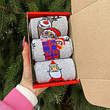 Подарунковий набір чоловічих Новорічних червоних шкарпеток 40-45 на 3 пари в коробці Br BAR, фото 7