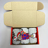 Подарунковий набір чоловічих Новорічних червоних шкарпеток 40-45 на 3 пари в коробці Br BAR, фото 5