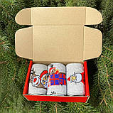 Подарунковий набір чоловічих Новорічних червоних шкарпеток 40-45 на 3 пари в коробці Br BAR, фото 8