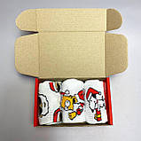 Подарунковий набір чоловічих Новорічних білих шкарпеток 40-45 на 3 пари в коробці Br BAR, фото 4