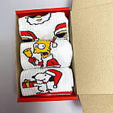 Подарунковий набір чоловічих Новорічних білих шкарпеток 40-45 на 3 пари в коробці Br BAR, фото 5
