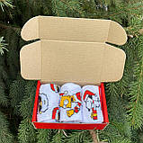 Подарунковий набір чоловічих Новорічних білих шкарпеток 40-45 на 3 пари в коробці Br BAR, фото 2