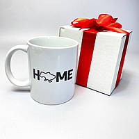 Керамічна чашка біла з оригінальним патріотичним написом Україна Дім 330 мл у подарунковій упаковці Br BAR
