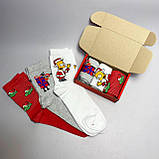 Подарунковий набір чоловічих Новорічних шкарпеток 40-45 на 4 пари в коробці Br BAR, фото 4