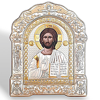 Ікона срібна 21.2х26.5 см із Греції,  арочної форми. Спаситель. AR-5/001G/B.