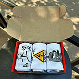 Маленький бокс шкарпеток чоловічих довгих трикотажних демісезонних з крутим принтом 40-45 3 пари для Br BAR, фото 7