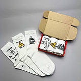 Маленький бокс шкарпеток чоловічих довгих трикотажних демісезонних з крутим принтом 40-45 3 пари для Br BAR, фото 2