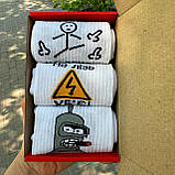 Маленький бокс шкарпеток чоловічих довгих трикотажних демісезонних з крутим принтом 40-45 3 пари для Br BAR, фото 6