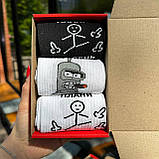 Бокс шкарпеток чоловічих високих демісезонних із прикольним креативним принтом 40-45 3 пари в подарунковій Br BAR, фото 6