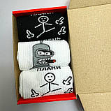 Бокс шкарпеток чоловічих високих демісезонних із прикольним креативним принтом 40-45 3 пари в подарунковій Br BAR, фото 3