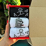 Бокс шкарпеток чоловічих високих демісезонних із прикольним креативним принтом 40-45 3 пари в подарунковій Br BAR, фото 7