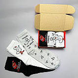 Бокс шкарпеток чоловічих довгих демісезонних із класним кумедним дизайном 40-45 3 шт у крутій подарунковій Br BAR, фото 2