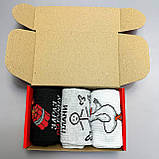 Бокс шкарпеток чоловічих довгих демісезонних із класним кумедним дизайном 40-45 3 шт у крутій подарунковій Br BAR, фото 6