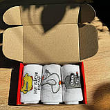 Гарний бокс шкарпеток чоловічих високих трикотажних весна осінь із яскравим веселим дизайном 40-45 3 шт для Br BAR, фото 8