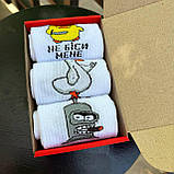 Гарний бокс шкарпеток чоловічих високих трикотажних весна осінь із яскравим веселим дизайном 40-45 3 шт для Br BAR, фото 2