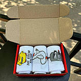 Гарний бокс шкарпеток чоловічих високих трикотажних весна осінь із яскравим веселим дизайном 40-45 3 шт для Br BAR, фото 7