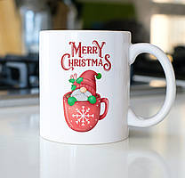 Новорічний кухоль з принтом Merry Christmas 330 мл, чашка на подарунок з прикольним написом Br BAR