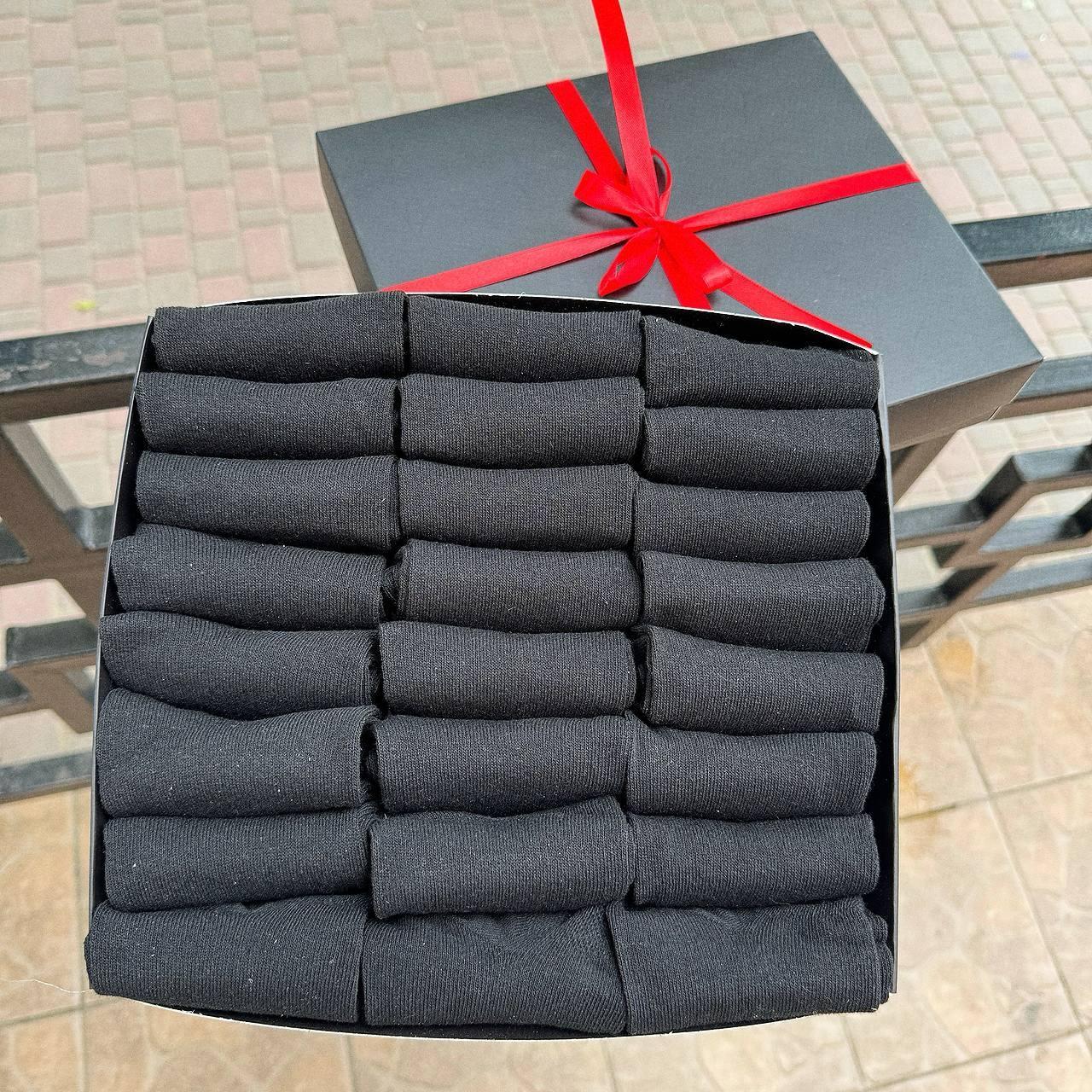 Подарунковий комплект шкарпеток чоловічих чорних коротких літніх чорних базових однотонних простих 41-45 24 Br BAR, фото 1