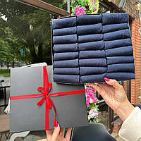 Подарунковий бокс шкарпеток чоловічих синіх бавовняних укорочених базових на літо 41-45 24 пари прикольний подарунок Br BAR