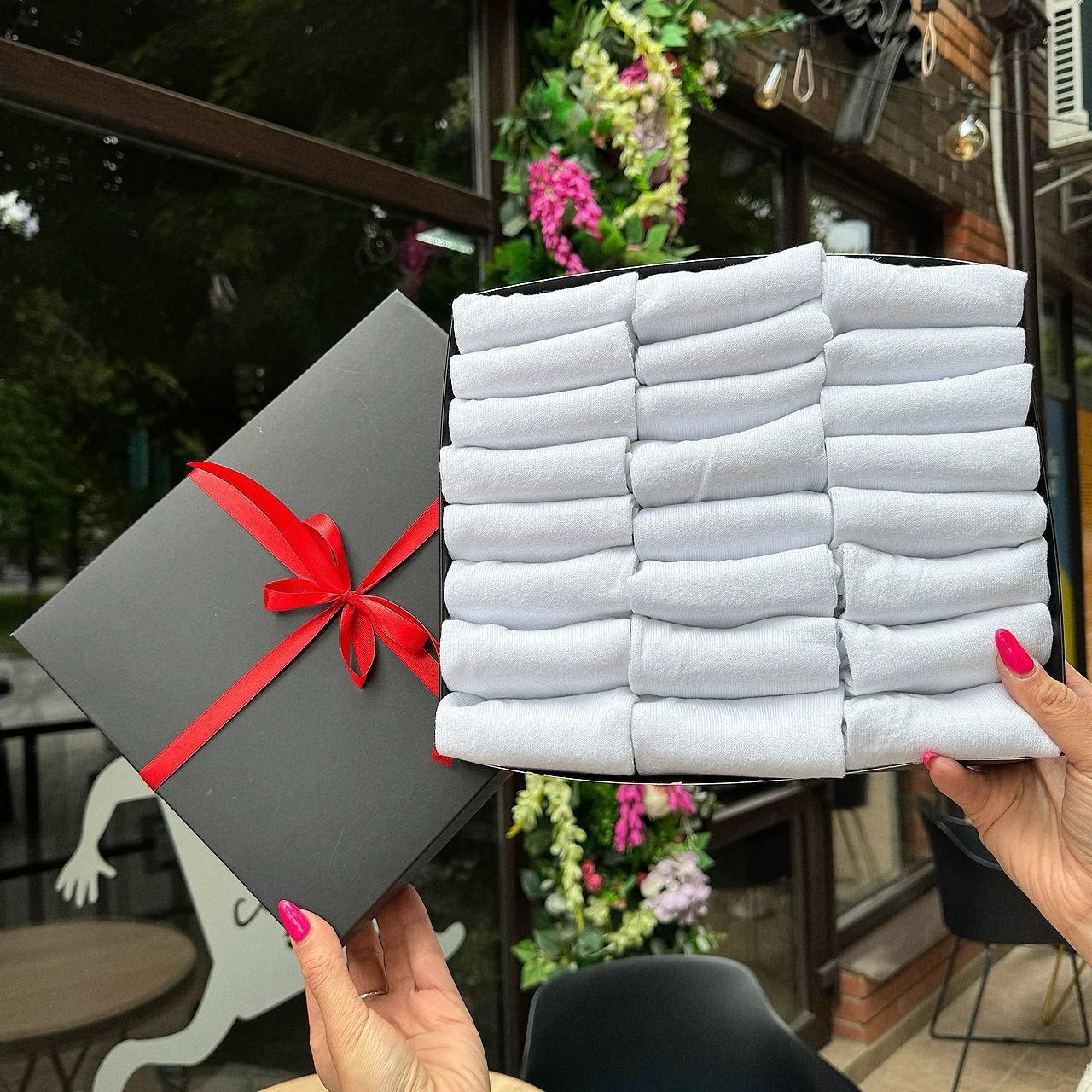 Комплект шкарпеток чоловічих білих коротких літніх простих високої якості 41-45 24 пари в коробці для Br BAR, фото 1