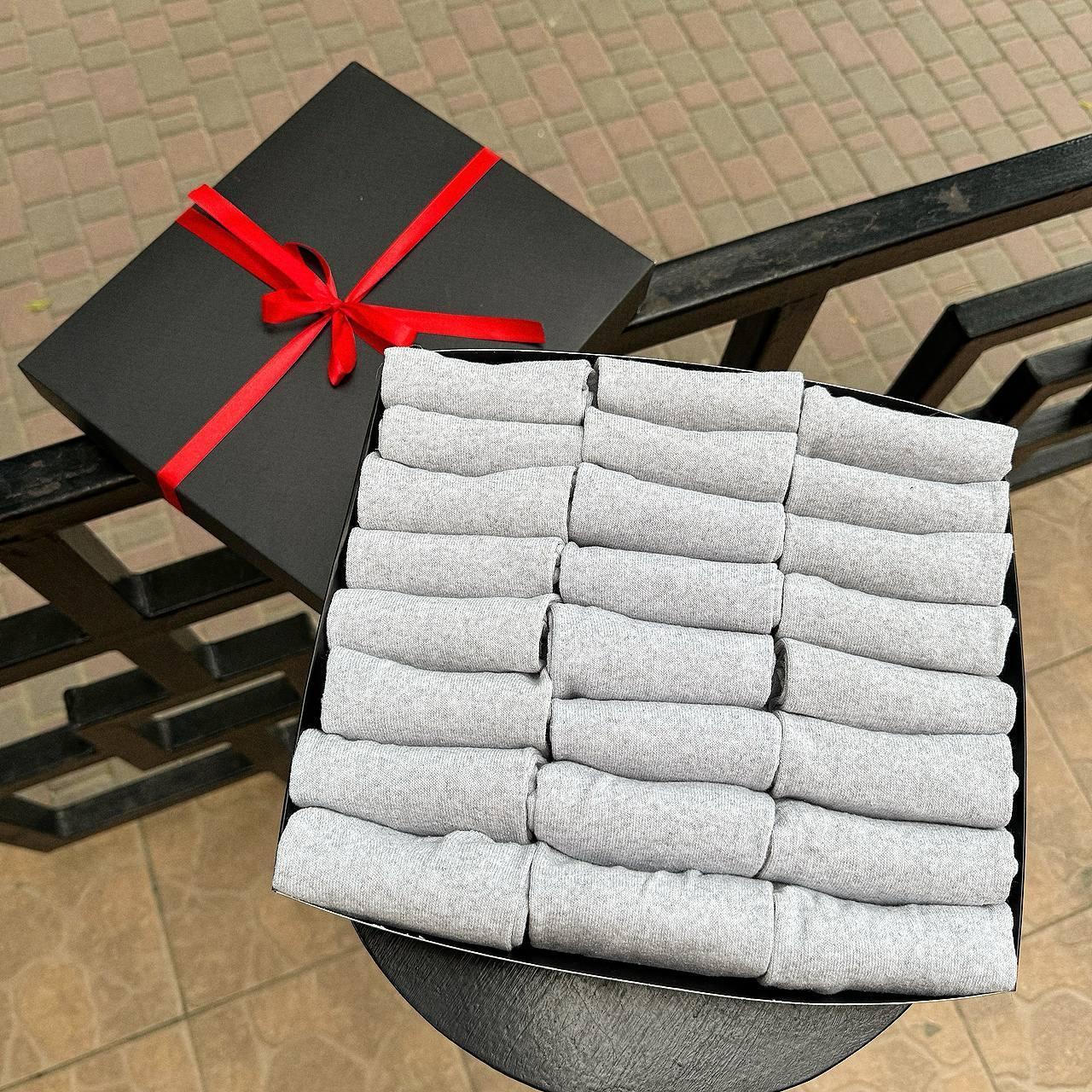 Бокс подарункових шкарпеток чоловічих сірих коротких на літо практичних однотонних 41-45 24 пари в Br BAR, фото 1