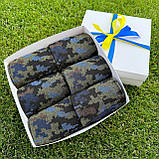 Подарунковий бокс шкарпеток чоловічих 40-45 р на 6 пар високі демісезонні з камуфляжним принтом трикотажні Br BAR, фото 4