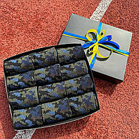 Подарунковий бокс чоловічих шкарпеток 40-45 на 12 пар високі трикотажні демісезонні з камуфляжним принтом Br BAR