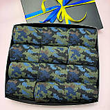 Подарунковий бокс чоловічих шкарпеток 40-45 на 12 пар високі трикотажні демісезонні з камуфляжним принтом Br BAR, фото 3