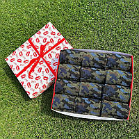 Подарунковий бокс чоловічих шкарпеток 40-45 на 12 пар високі бавовняні демісезонні з камуфляжним принтом Br BAR