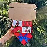 Прикольний бокс чоловічих шкарпеток на 4 пари 40-45 р з новорічним принтом високі трикотажні кольорові стильні Br BAR, фото 4