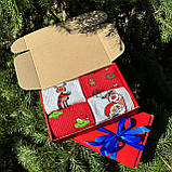 Прикольний бокс чоловічих шкарпеток на 4 пари 40-45 р з новорічним принтом високі трикотажні кольорові стильні Br BAR, фото 5