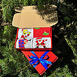 Новорічний бокс чоловічих шкарпеток на 4 пари 40-45 р. з якісним принтом високі бавовняні кольорові стильні Br BAR, фото 3