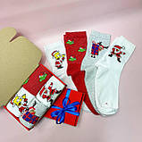 Новорічний бокс чоловічих шкарпеток на 4 пари 40-45 р. з якісним принтом високі бавовняні кольорові стильні Br BAR, фото 4