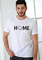 Футболка чоловіча біла трикотажна молодіжна з оригінальним патріотичним написом Україна Дім для чоловіків Br BAR