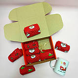 Новорічний чоловічий бокс з довгих бавовняних шкарпеток 8 пар 40-45 р керамічного кружки 330 мл для хлопця Br BAR, фото 5