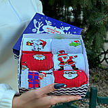 Подарунковий бокс чоловічих шкарпеток на 6 пар 40-45 р з новорічним принтом якісні трикотажні довгі Br BAR, фото 3