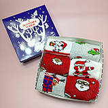 Подарунковий бокс чоловічих шкарпеток на 6 пар 40-45 р з новорічним принтом якісні трикотажні довгі Br BAR, фото 4