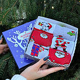 Подарунковий бокс чоловічих шкарпеток на 6 пар 40-45 р з новорічним принтом якісні трикотажні довгі Br BAR, фото 6