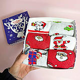 Подарунковий бокс чоловічих шкарпеток на 6 пар 40-45 р з новорічним принтом якісні трикотажні довгі Br BAR, фото 7