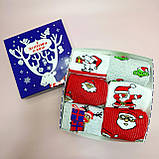 Подарунковий бокс чоловічих шкарпеток на 6 пар 40-45 р з новорічним принтом якісні трикотажні довгі Br BAR, фото 8