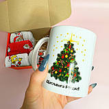 Новорічний чоловічий набір з керамічного кружки 330 мл та високих демісезонних шкарпеток 8 пар 40-45 р BAR, фото 4