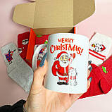 Новорічний чоловічий набір з довгих бавовняних шкарпеток 8 пар 40-45 р керамічного кружки 330 мл для хлопця Br BAR, фото 5