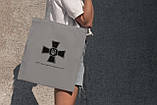 Подарункова сумка жіноча шоппер з принтом "ЗСУ мужність надихає" сіра з поліестеру якісна міцна Br BAR, фото 2