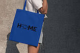 Тканинна сумка жіноча шоппер з патріотичним принтом "HOME країна" синя з поліестеру компактна Br BAR, фото 2